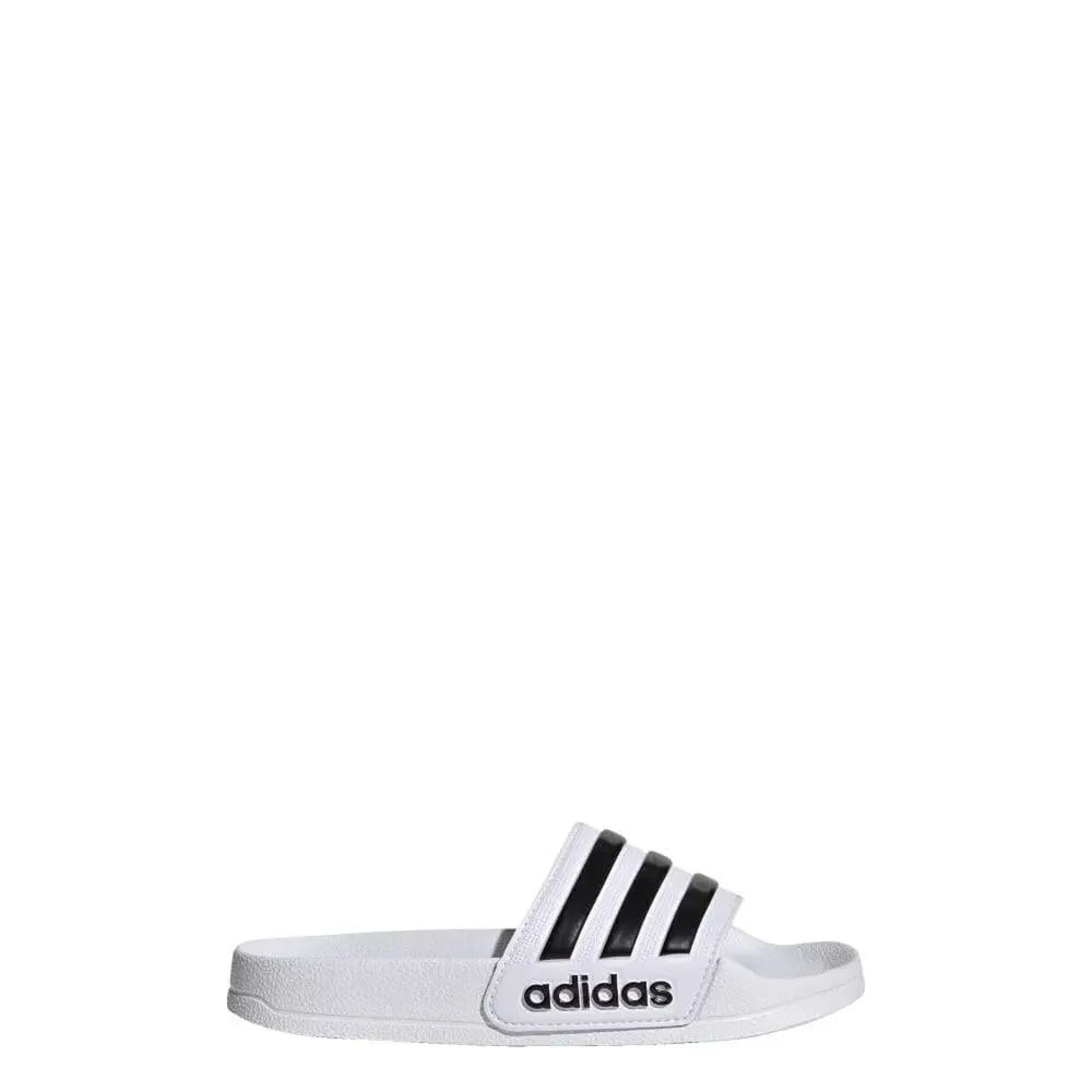ADIDAS ADILETTE SHOWER SLIDES SANDAL, WHITE/BLACK/BLACK, 1 US UNISEX LITTLE KID